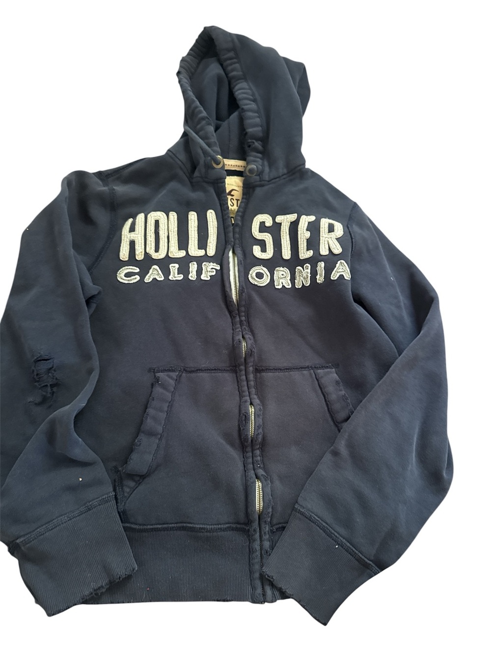 Men’s Hollister Navy Zip Hoodie with California Appliqué
